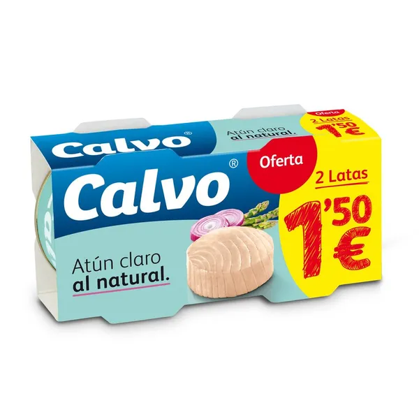 Atún claro CALVO al natural pck  2x56 g pne.