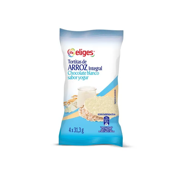 Tortitas de arroz integral IFA ELIGES chocolate blanco sabor yogur 4X31,3 g