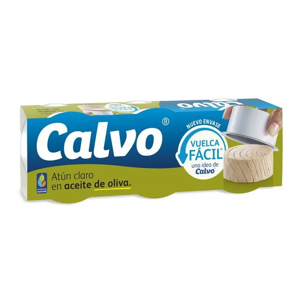 Atún claro en aceite de oliva CALVO vuelca fácil 3x65 g pn.