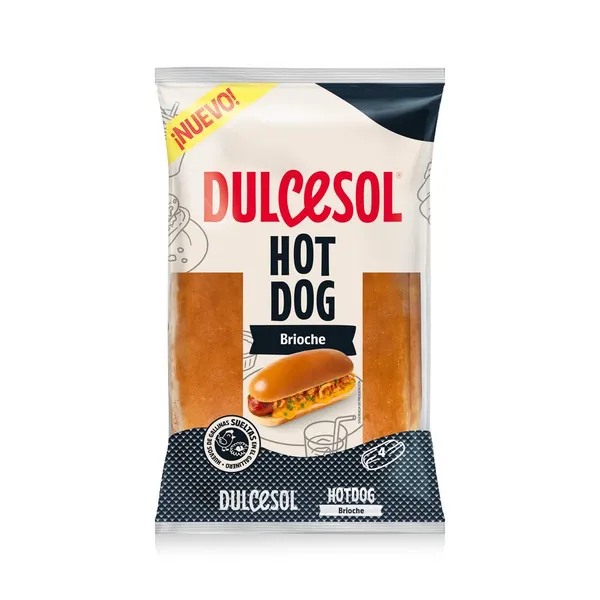 Pan hot dog DULCESOL Brioche 4 unidades 250 g