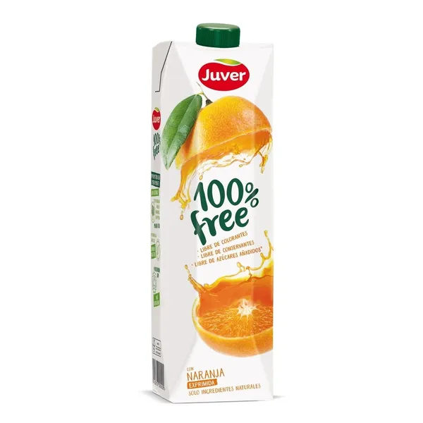 Bebida de zumo JUVER 100% free naranja 1l