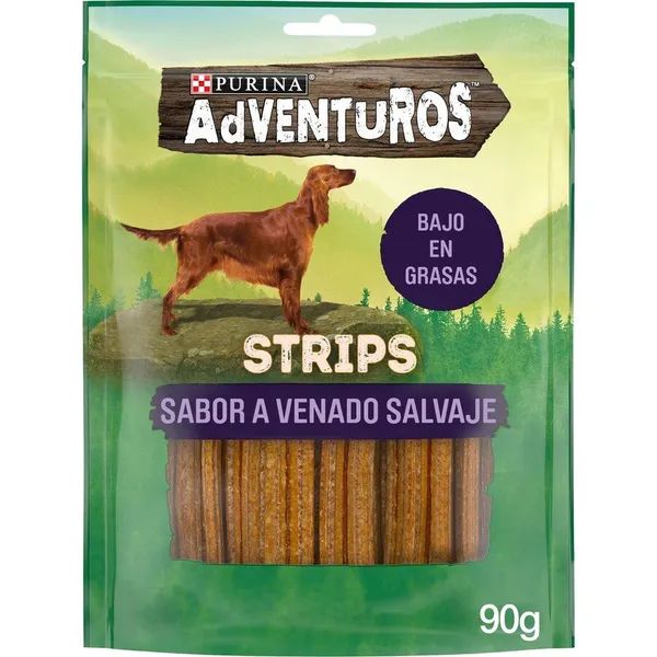 Snack perro PURINA Adventuros strips sabor a venado salvaje 90 g