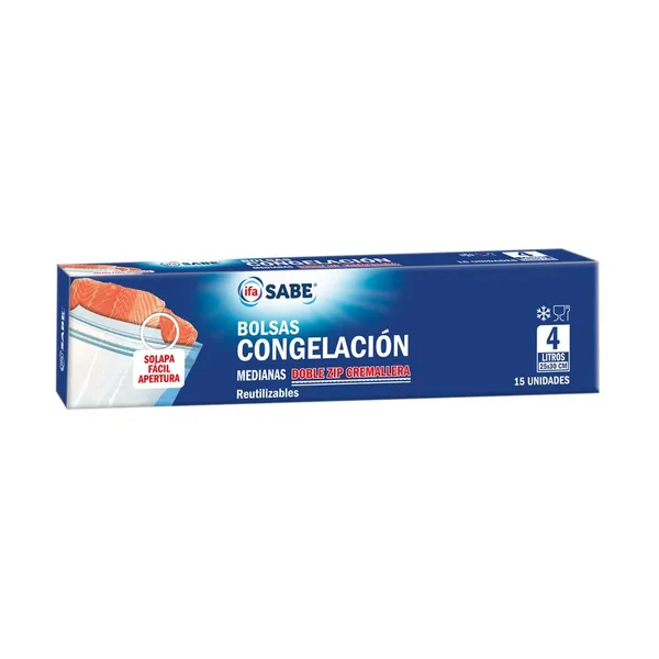 Bolsa congelación IFA SABE mediana con cierre zip 15 unidades