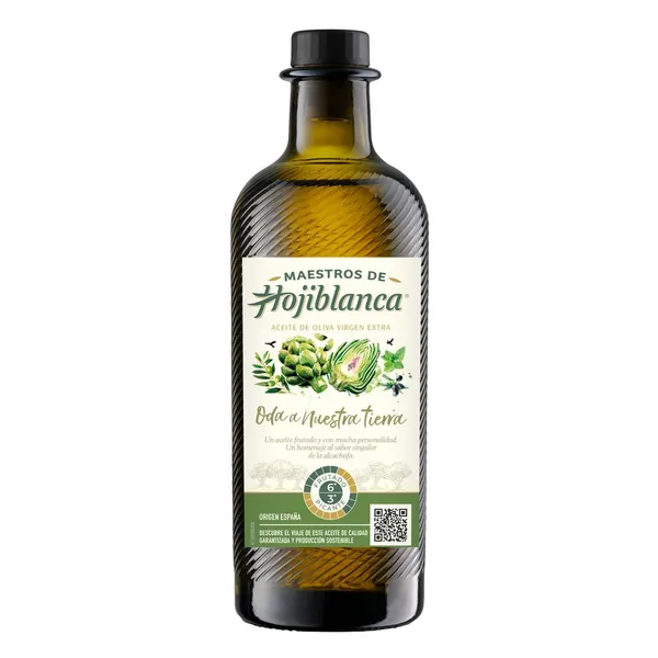 Aceite oliva virgen extra HOJIBLANCA Oda a Nuestra Tierra alcachofa botella 50 cl
