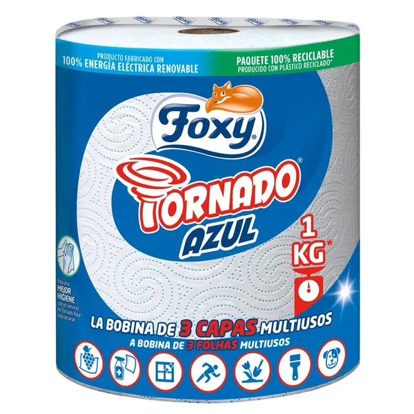 Papel cocina FOXY tornado azul 1 rollo