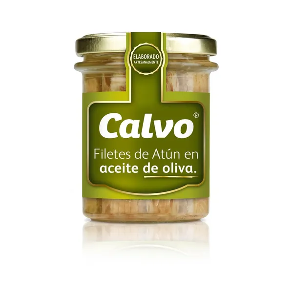 Filetes de atún en aceite de oliva CALVO frasco 180 g pn.