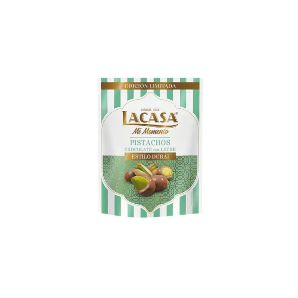 Pistachos recubiertos de chocolate con leche LACASA estilo Dubai 100 g