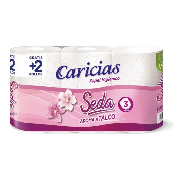 Papel higiénico CARICIAS seda 3 capas 4+2 rollos gratis