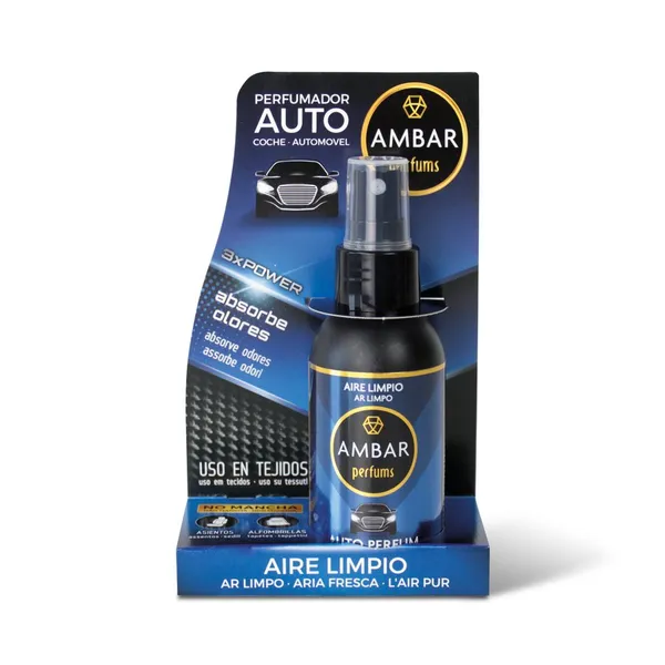Perfumador coche AMBAR Aire Limpio spray 90 ml