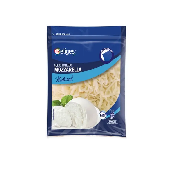 Queso rallado Mozzarella IFA ELIGES Natural sin gluten bolsa zip 200 g