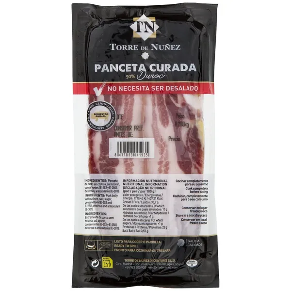 Panceta desalada TORRE DE NUÑEZ al punto de sal porción 280 g