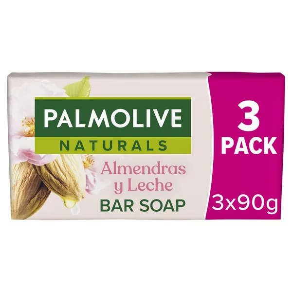 Jabón PALMOLIVE Delicate Care leche de almendra pastilla pack 3x90 g