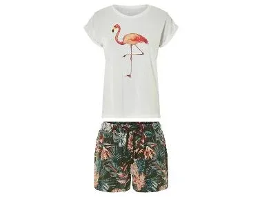 esmara® Pijama de verano para mujer (blanco/verde, L(46/48))