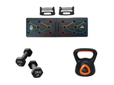 CRIVIT Tabla de flexiones / Set de mancuernas / Pesa rusa