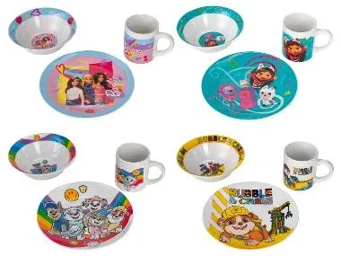 Set de desayuno Gabby´s Dollhouse / Barbie / Patrulla Canina