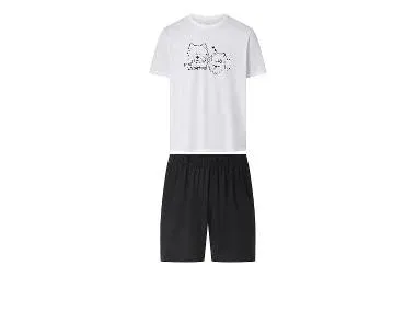 esmara Men Pijama corto para hombre (blanco/negro, M (48/50))