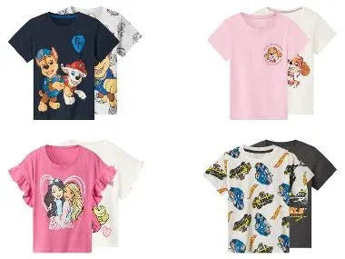 Camisetas infantiles pack 2 Barbie / Paw Patrol / Hot Wheels