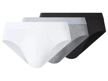 ESMARA MEN Slips para hombre pack 3 (negro/gris/blanco, 5/M)