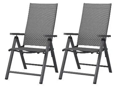 LIVARNO® Sillón plegable de aluminio gris pack 2