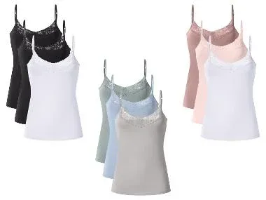 ESMARA® Camiseta de tirantes con encaje para mujer pack 3