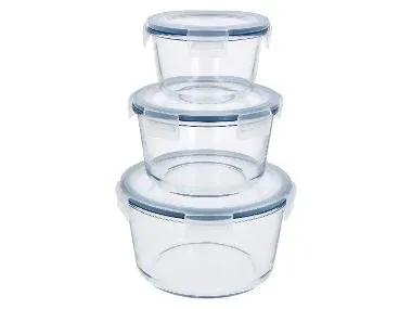 SILVERCREST® Set de recipientes herméticos de vidrio (juego redondo de 3)
