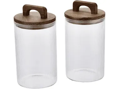 SILVERCREST® Recipientes con tapa de madera pack 2