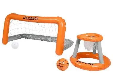 CRIVIT Red inflable de voleibol para piscina / Set de portería y canasta inflables para piscina (Portería y aro de baloncesto)