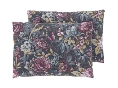 LIVARNO® Fundas de almohada 50 x 75 cm (Flores/antracita)