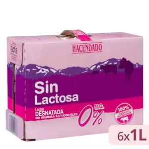 Leche desnatada sin lactosa Hacendado