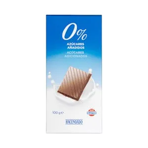 Chocolate extrafino con leche Hacendado 0% azúcares añadidos