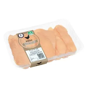 Filetes pechuga de pollo certificado alimentado con un 50% de maíz