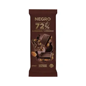 Chocolate negro 72% de cacao Hacendado con almendras enteras