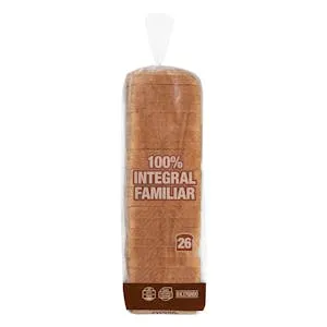 Pan de molde 100% integral familiar Hacendado