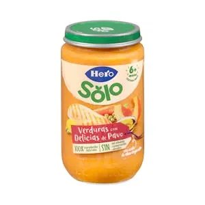 Papilla verduritas con delicias de pavo Hero Solo natur +6 meses