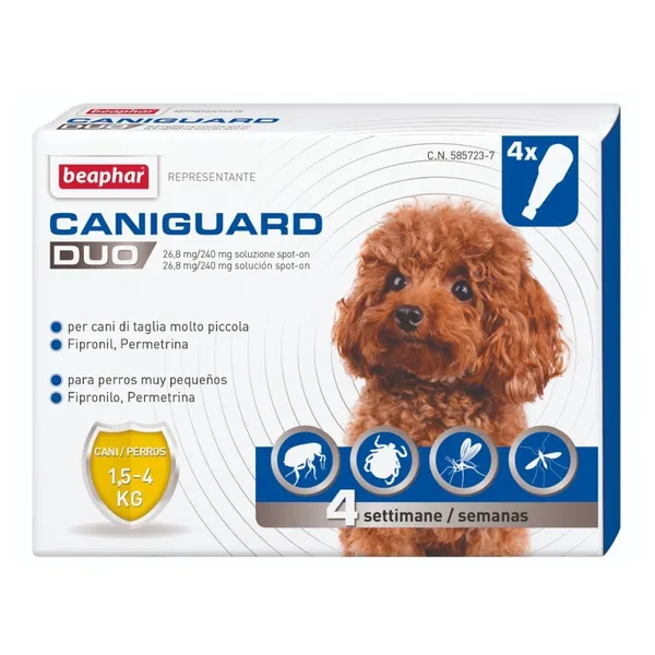 Beaphar Pipetas Caniguard Duo para Perros de 1,4-4 Kg 4 PIPETAS