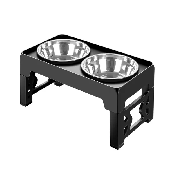 Comedero y Bebedero Doble Elevado para Perros de Acero Inoxidable y Plástico Duradero, Plegable, con Altura Ajustable