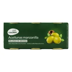 Aceitunas manzanilla rellenas de anchoa Coaliment 3x120 g