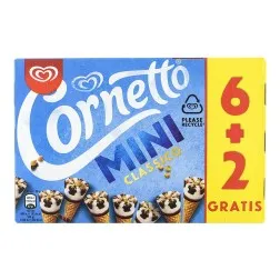 Helado Cornetto mini clásico 6+2 ud