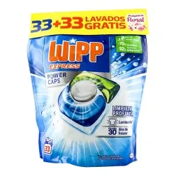 Detergente Wipp Express Limpieza Profunda Power Caps 33 cápsulas + 33 gratis Fragancia Floral