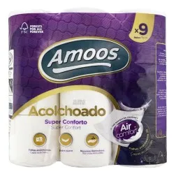 Papel higiénico triple capa Amoos Acolchado Air Comfort 9 rollos