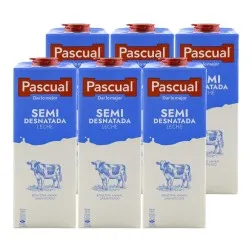 Leche semidesnatada Pascual 1 litro pack 6 bricks