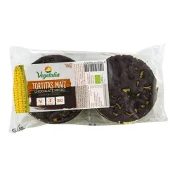 Tortitas de maíz con chocolate negro ecológicas veganas sin gluten Vegetalia 100 g