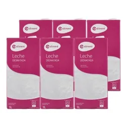 Leche desnatada Coaliment 1 litro pack 6 bricks