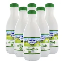 Leche desnatada Asturiana 1.5 litros pack 6 botellas