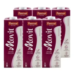 Leche desnatada con calcio Movit Pascual 1 litro pack 6 bricks