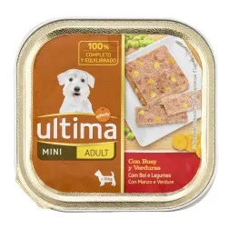 Comida húmeda para perros adultos mini con buey y verduras Ultima tarrina 150 g