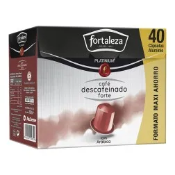 Cápsulas café descafeinado forte Fortaleza Platinium compatibles con Nespresso 40 ud