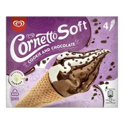 Cono de helado Cornetto Soft Cookies & Chocolate caja 4 ud 560 ml