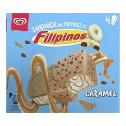 Sandwich de helado con toppings de Filipinos y caramelo caja 4 ud 520 ml