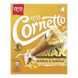 Cono de helado mango y vainilla Cornetto Max caja 4 ud 360 ml